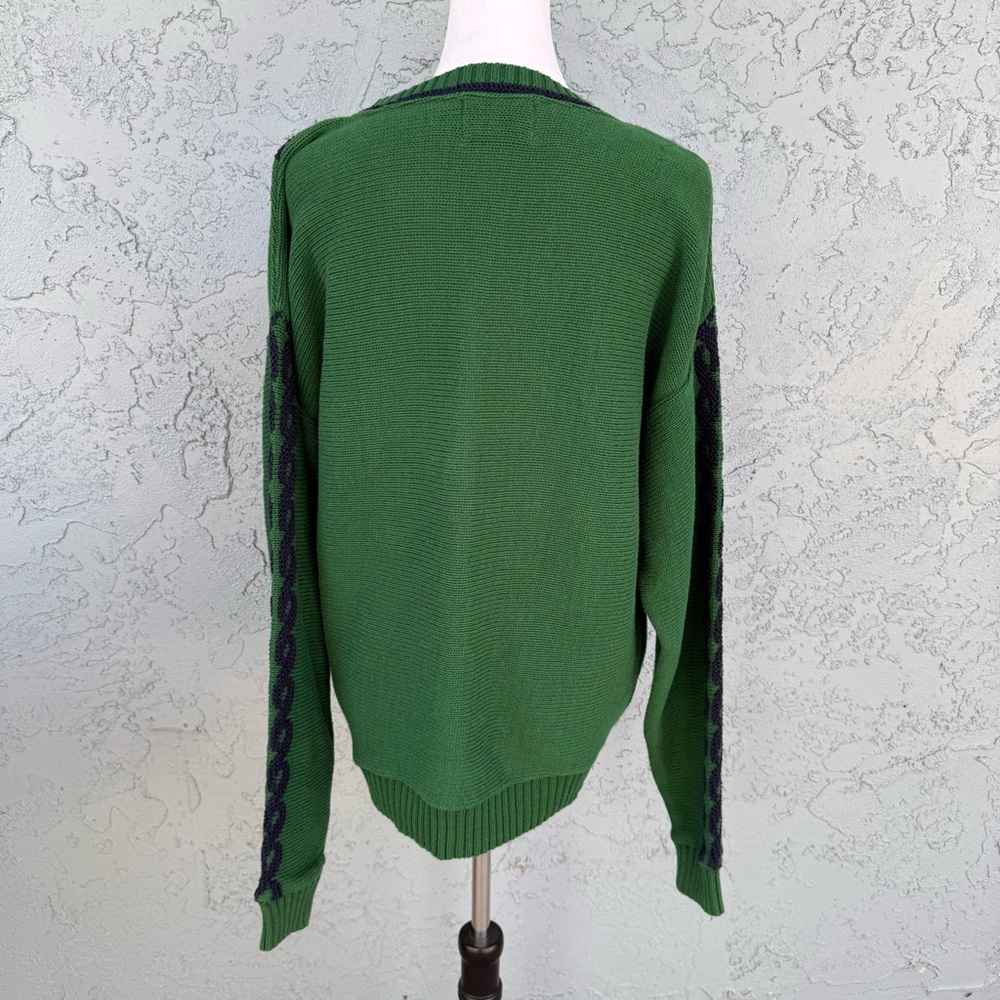 Vintage Pinehurst 1895 Green Knit Sweater with Navy Golf Motif 100% Cotton XL - Picture 2 of 6